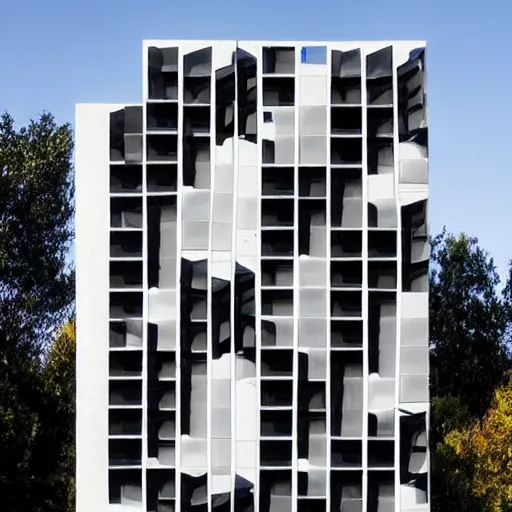 Prompt: residential building in the style of a rubik's cube, high contrast