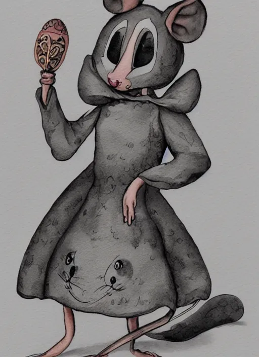 Prompt: a watercolor ink painting of the selfless female anthropomorphic mouse midwife. her wardrobe is complicated trending on artstation deviantart pinterest furaffinity hyper detailed photorealistic highlights and shadow hd 8 k post - processing high resolution