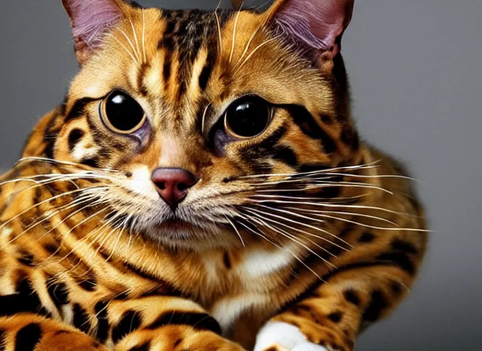 Image similar to Danny DeVito as a bengal cat