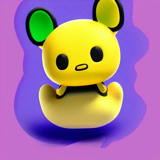 Image similar to stylized posterized 3 d render of tamagotchi with mametchi in a lonely void