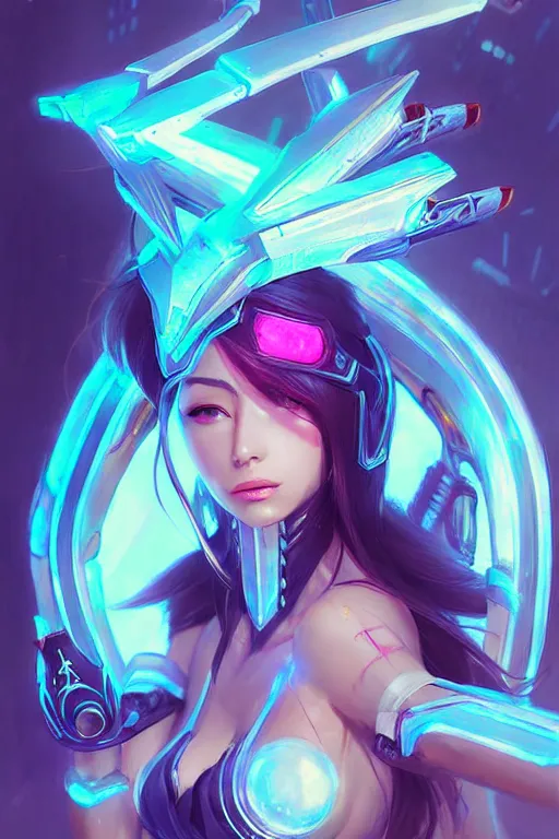 Image similar to irelia from league of legends, cyberpunk futuristic neon. flying blades in air, decorated with traditional japanese ornaments by ismail inceoglu dragan bibin hans thoma greg rutkowski alexandros pyromallis nekro rene maritte illustrated, perfect face, fine details, realistic shaded, fine - face, pretty face, masterpiece