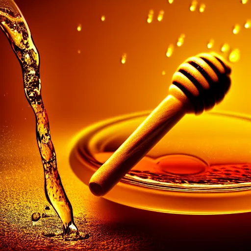 Image similar to honey dipper!!, dripping honey, onto the planet earth!! highly detailed, dynamic shadows, 4 k, wallpaper, professional photo, caustics