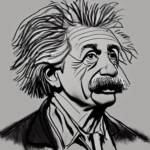 Image similar to a realistic yet scraggly portrait sketch of the side profile of albert einstein, trending on artstation, intricate details, in the style of frank auerbach, in the style of sergio aragones, in the style of martin ansin, in the style of david aja, in the style of mattias adolfsson