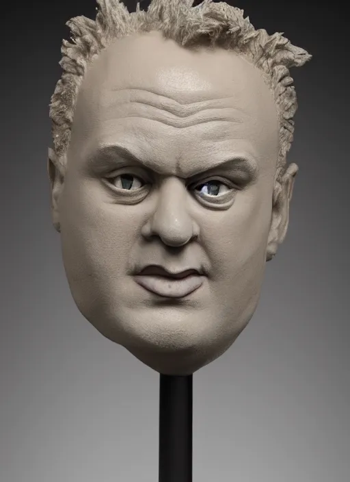 Image similar to stylised bust sculpture of Jonny Rotten, beautiful studio lighting