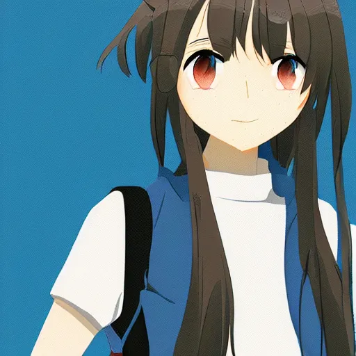 Image similar to a portrait of high school girl in the style of kyoto animation, Illustrator, in simple background, trending on pixiv