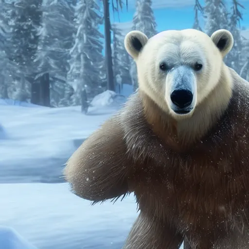 Prompt: Polar Bear, from Red Dead Redemption 2 (2018 video game)