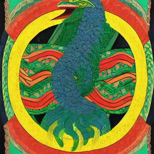 Prompt: portrait of quetzalcoatl