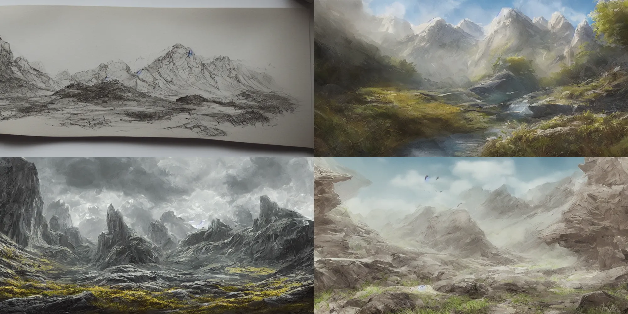 Prompt: concept art designed as inspiration for a renowned landscape artist