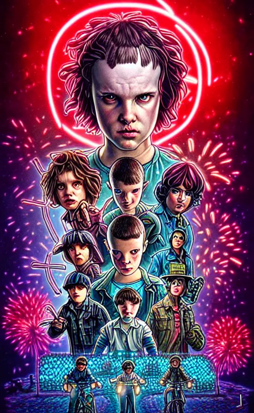 Prompt: lofi BioPunk Stranger Things portrait by Tristan Eaton_Stanley Artgerm and Tom Bagshaw,