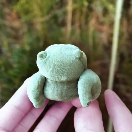 Image similar to plush tardigrade doll in the arms of an angel. Cute water bear. Adorable moss piglet.