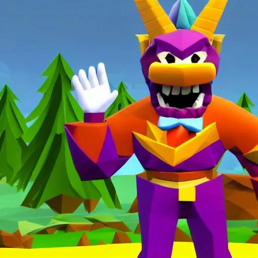 Image similar to steve harvey as a playable character in spyro the dragon playstation 1 low poly model in game screenshot low resolution