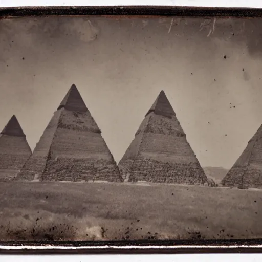 Image similar to tintype photo, upside down pyramids