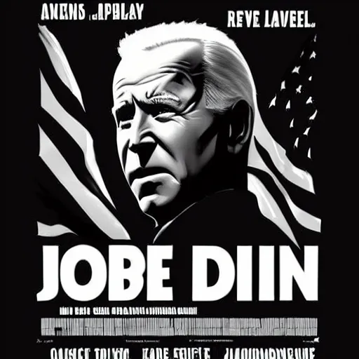 Image similar to noir movie poster of Joe Biden holding a smoking handgun