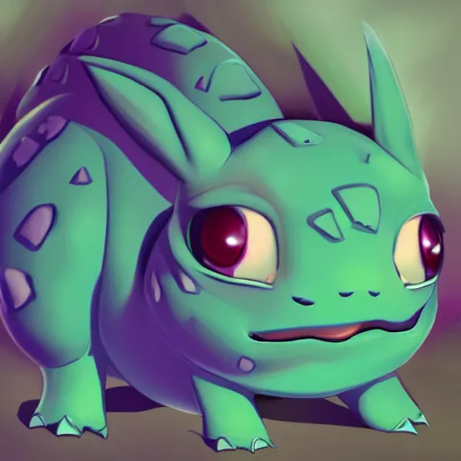 Image similar to aesthetic portrait of bulbasaur, hyperrealistic, super cute, character design, artstation, 4 k, ultra detailed digital art