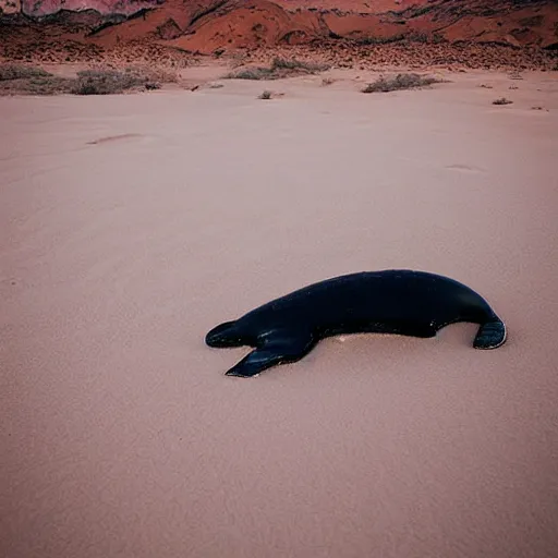 Image similar to 🐋 as 🐼 as 🦕 as 👽, desert photography