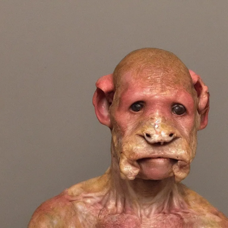 Image similar to chicken headed human, mugshot