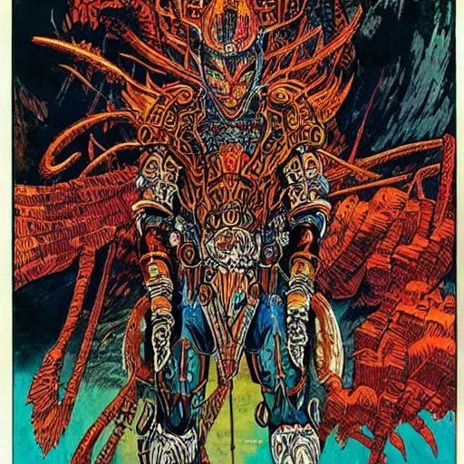 Image similar to Ashor, the Hero of Layban, Illustrated Poster, by Philippe Druillet #lunarpunk