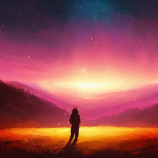 Image similar to a european nightjar in a glowing nightsky, by anato finnstark, by alena aenami, by john harris, by ross tran, by wlop, by andreas rocha