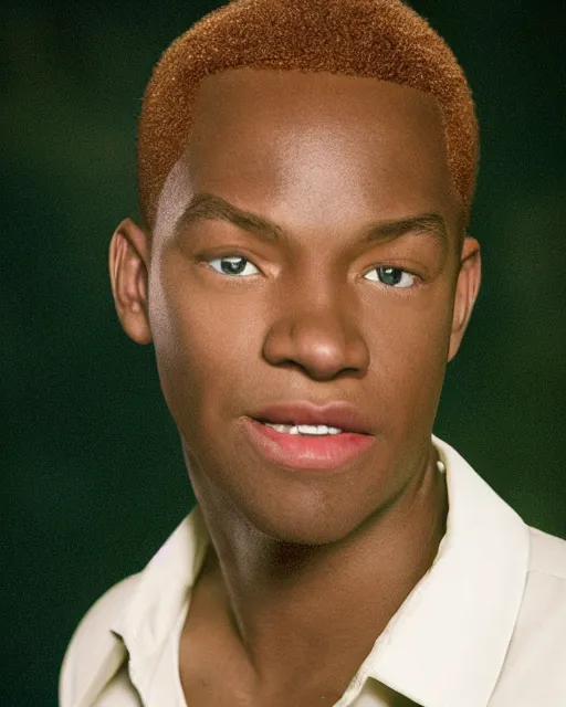 Prompt: dramatically - lit closeup portrait photograph of fred jones from the scooby - doo live - action film ( 2 0 0 2 ), sharp details, vignette, high saturation, smooth textured skin, subsurface scattering, green shirt, photograph by mark mann and martin schoeller and annie leibovitz, 4 k, soft focus, centered, symmetrical