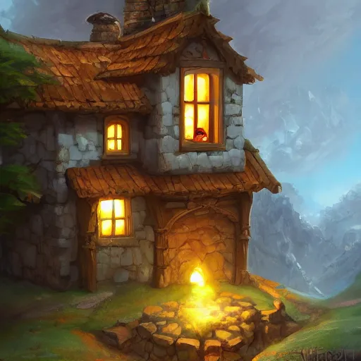 Prompt: a house made of swiss cheese, fantasy, digital art, by andreas rocha, highly detailed, trending on artstation