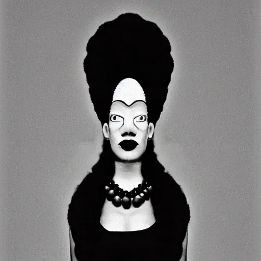 Prompt: symmetrical lovely human 1 9 9 0 s portrait of marge simpson, grainy high contrast black and white photography photo print ilford warm tone