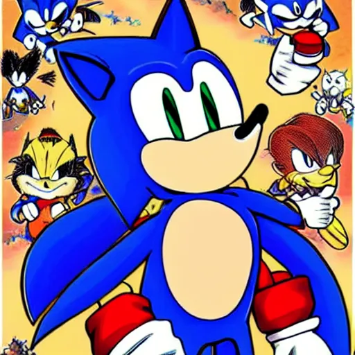 Prompt: sonic the hedgehog by tsukushi akihito and tsukushi akihito and tsukushi akihito and tsukushi akihito and tsukushi akihito, black and white manga