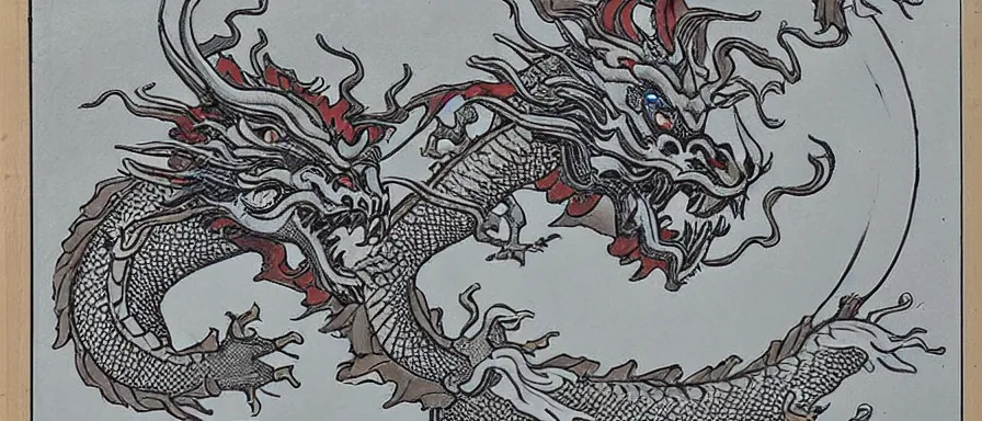 Image similar to A Chinese dragon guards the cosmic portal