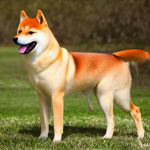 Image similar to a highly detailed image of a half shiba inu half horse animal