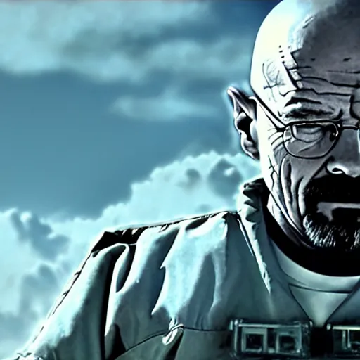 Prompt: Walter White firing missiles from his cybernetic battle armor, highly detailed, 4k