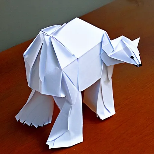 Image similar to polarbear made of origami, diorama