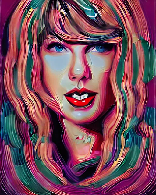 Prompt: typographic portrait of taylor swift, stylized art by petros afshar