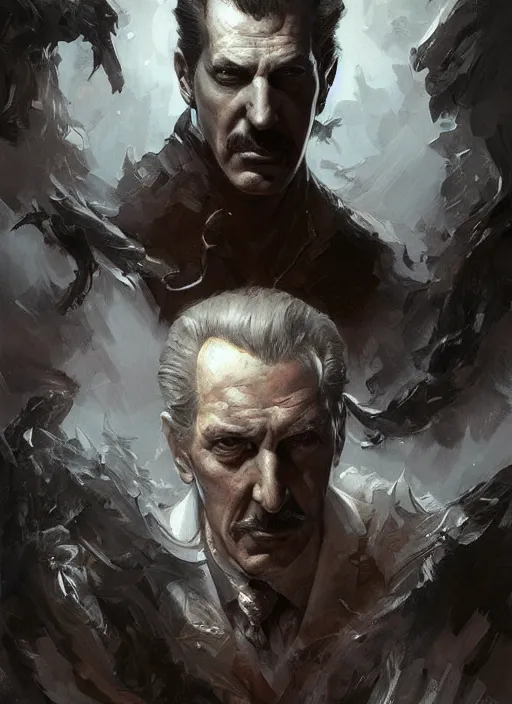 Image similar to Portrait of Vincent Price, marvel comics, dark, intricate, highly detailed, smooth, artstation, digital illustration by Ruan Jia and Mandy Jurgens and Artgerm and Wayne Barlowe and Greg Rutkowski and Frank Frazetta