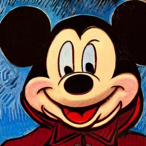 Image similar to mickey mouse painted by vincent van gogh, oil - on - canvas, highly detailed, 8 k