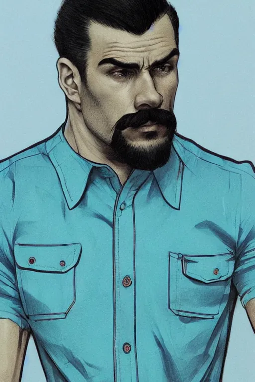 Prompt: gigachad luigi wearing a blue shirt and green overalls by ilya kuvshinov, bodybuilder ernest khalimov, super mario bros symmetrical face concept art, hyper realistic, intricate, elegent, highly detailed, digital painting, concept art, smooth, sharp, focus, illustration, art by artgerm and greg rutkowski and alphonse mucha, artstation