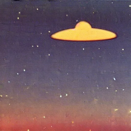 Image similar to blurry picture of a thing in the night sky that might be an ufo, 8 0 ies home video,