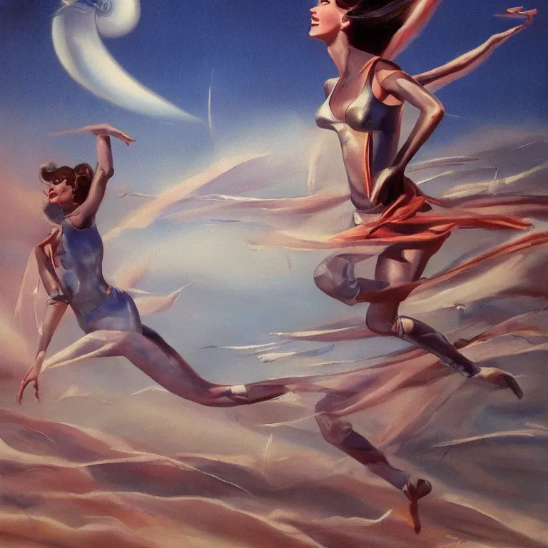 Image similar to dancer in the wind by ed emshwiller, retrofuturism, trending on artstation