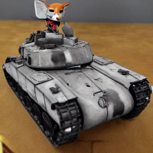 Image similar to a fox that got transformed into a panzer tank, extremely detailed,