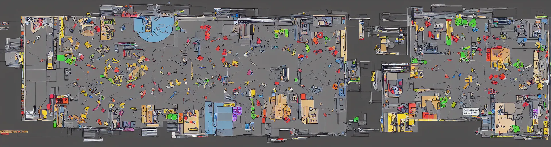 Image similar to Floorplan for a video arcade, 4k, high details, sharp