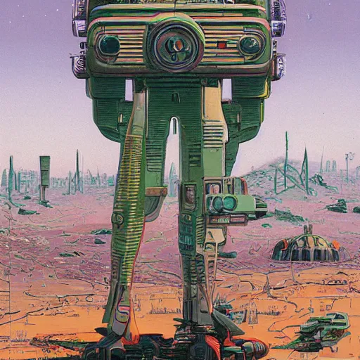 Image similar to retro sci-fi by moebius and Simon Stålenhag