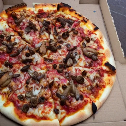 Image similar to insects on a pizza