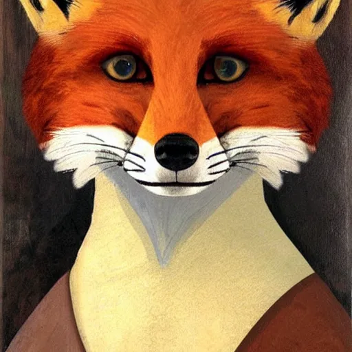 Prompt: fox animal in the style of mona lisa