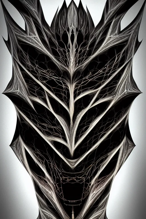 Prompt: professional concept art symmetrical portrait of a horrendous mechanical predatory fractal! species in a dark room by ar