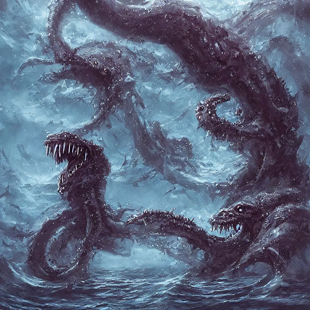 Image similar to lovecraftian sea monster by wlop