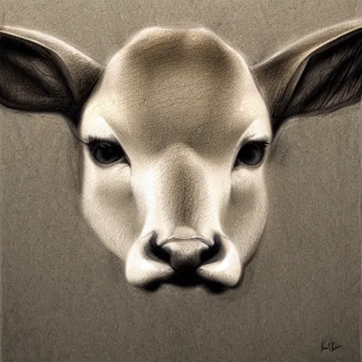 Image similar to deer face only, pencil drawing, pastel, by marc simonetti