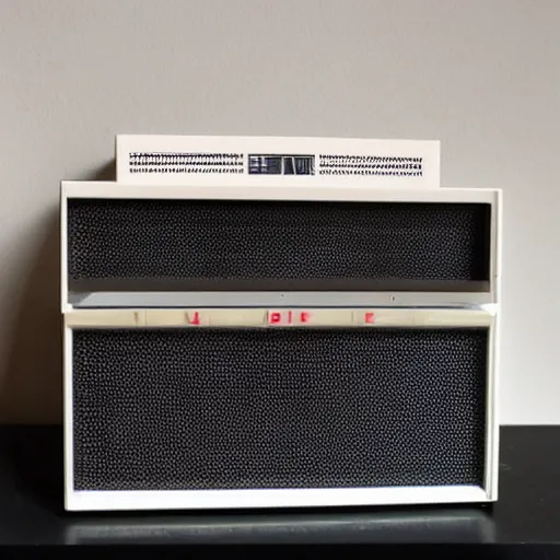 Prompt: 80s Memphis group Style radio by Dieter Rams