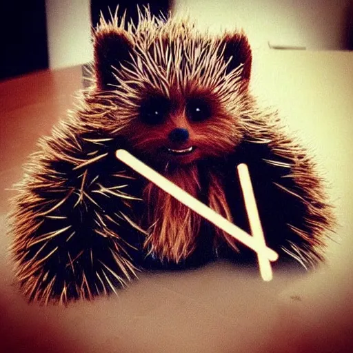 Prompt: chewbacca hedgehog, cute, cinematic, star wars