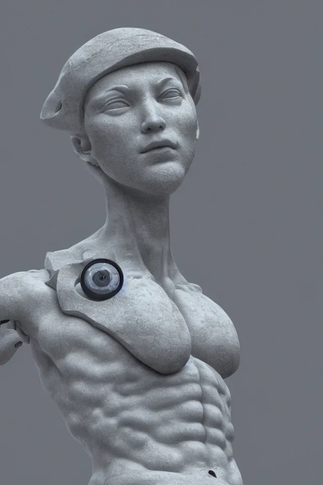 Prompt: michelangelo sculpture of a robot, 8 k, octane render,