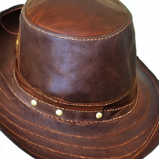 Prompt: leather patch hat, photo, realistic, light colors