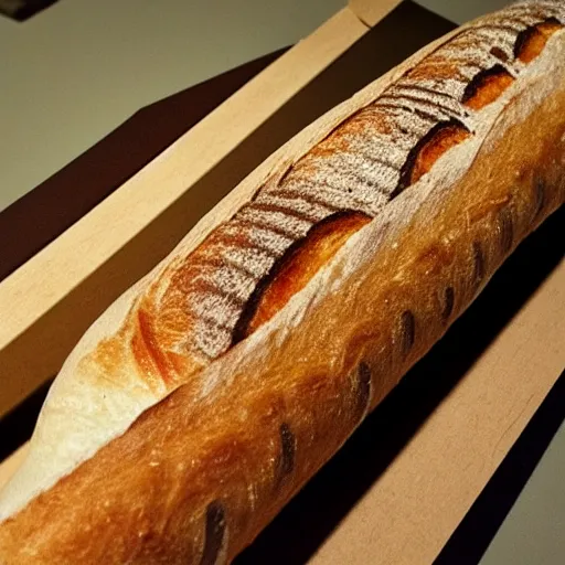 Prompt: a baguette with a face, photo realistic