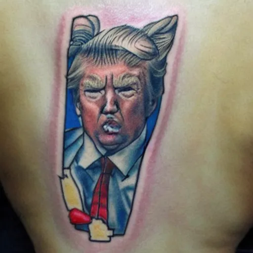 Prompt: donald trump as a furry with prison tattoos